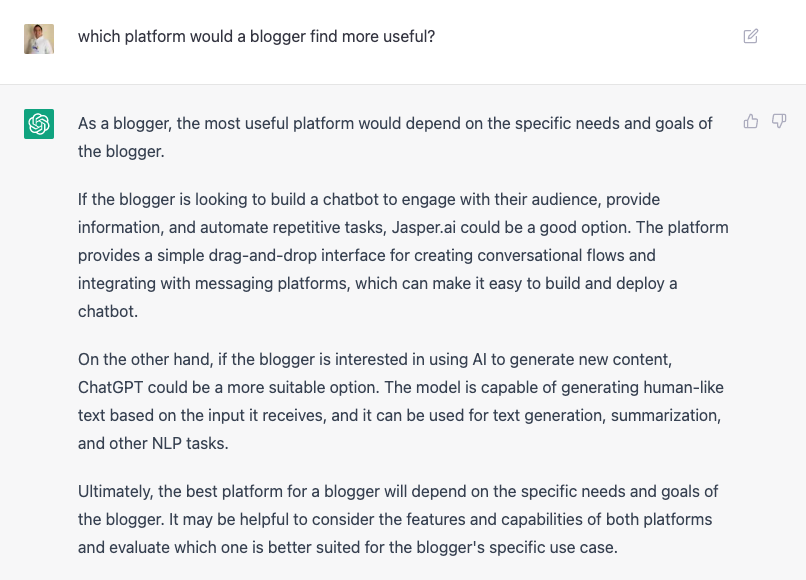 which platform would a blogger find more useful?